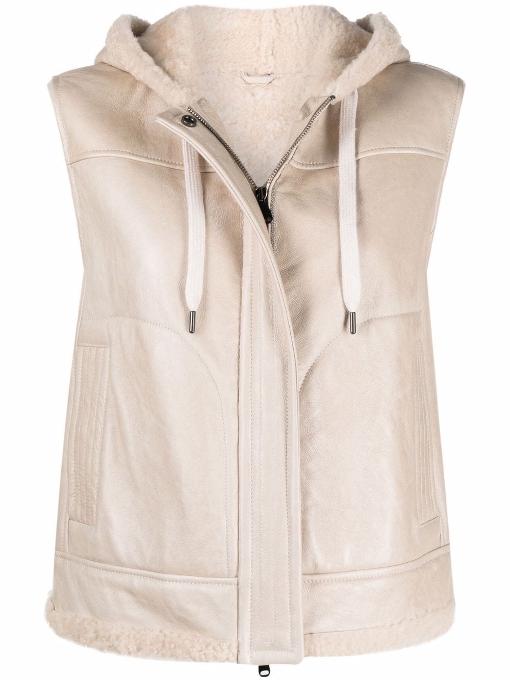 Brunello Cucinelli жилет из овчины с капюшоном  MPMGA2688C9634