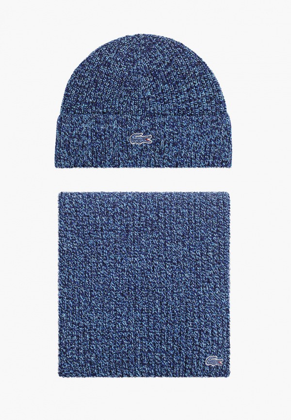 Шапка и шарф Lacoste цвет синий 