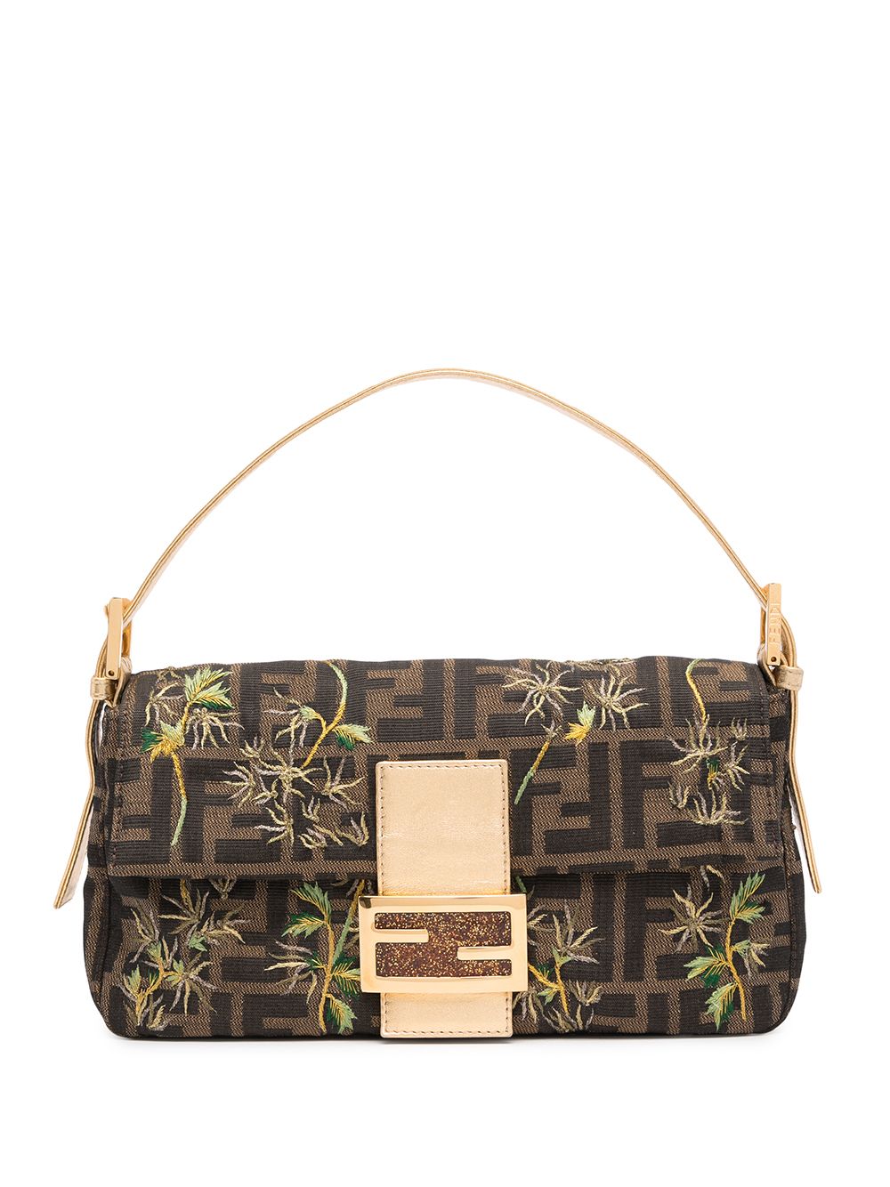 Fendi Pre-Owned сумка Zucca Baguette с цветочной вышивкой  273126424018