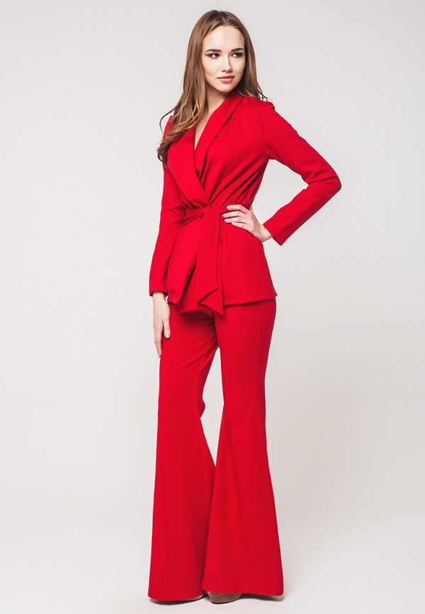Костюм красный женский с брюками и пиджаком