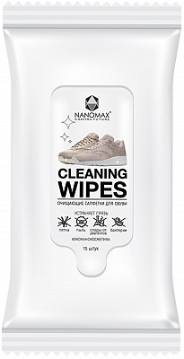 Очищающие салфетки для обуви Nanomax Cleaning Wipes, 15 шт NCWNS