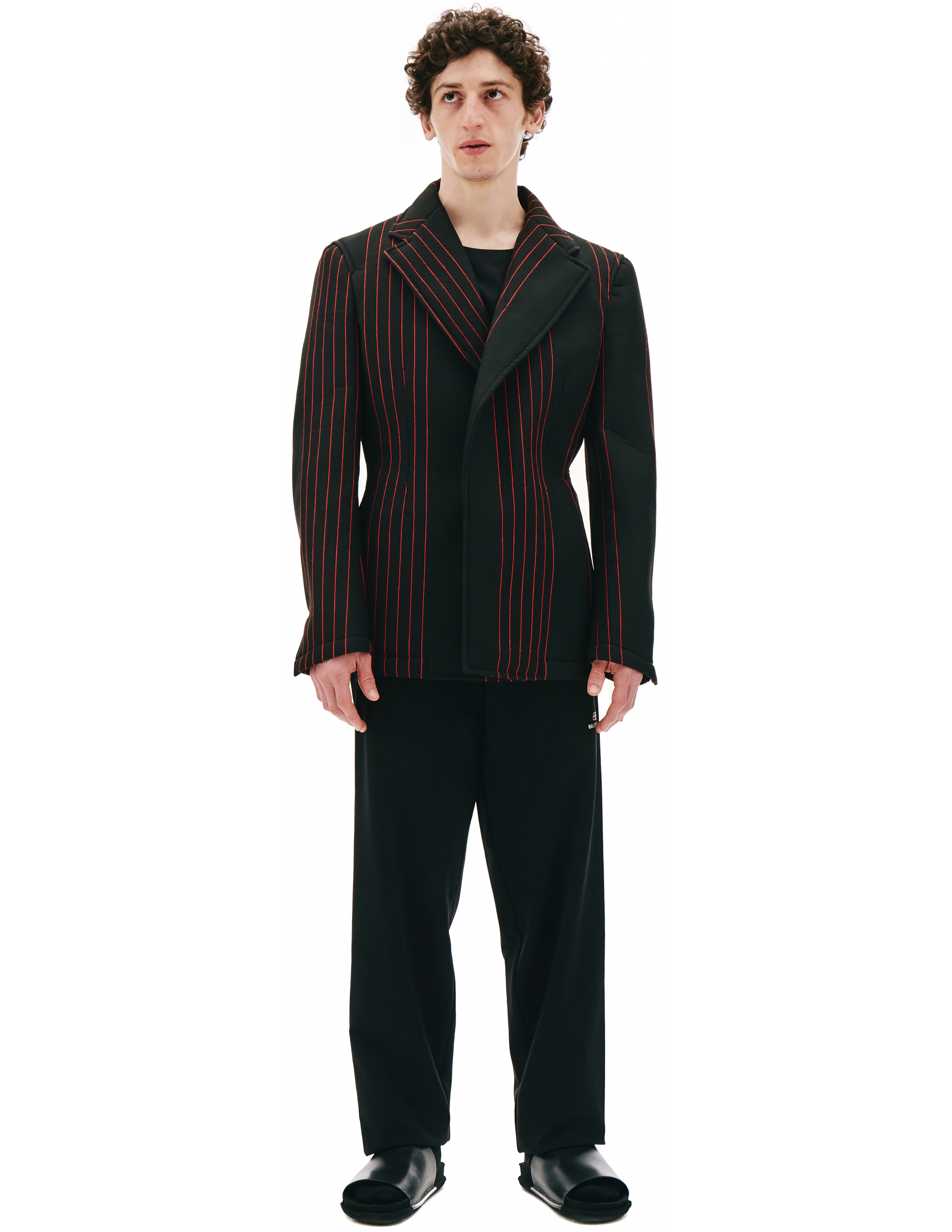 Черный пиджак в красную полоску - Comme des Garcons Homme plus PG-J058-051-1