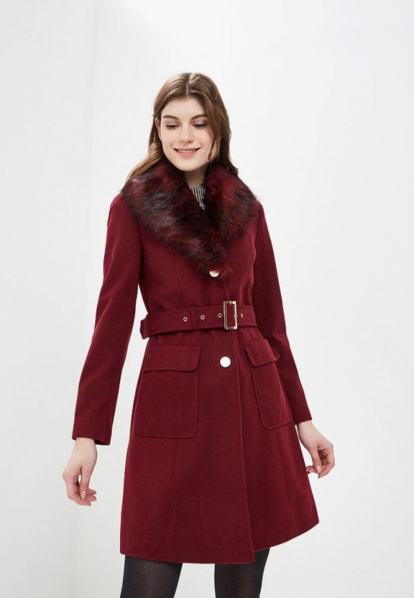 Бордовое женское пальто