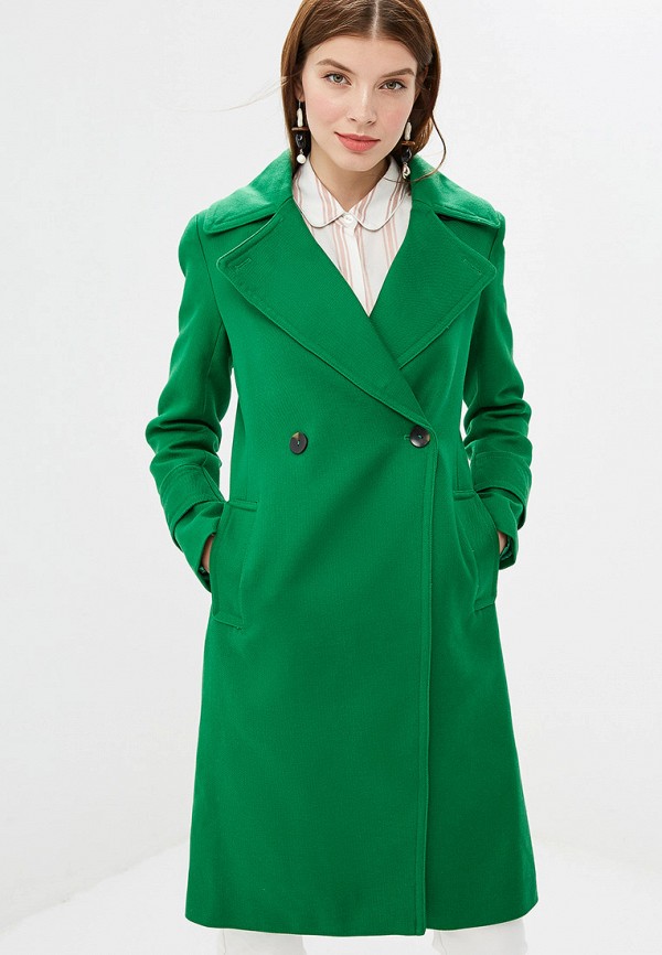 Женское пальто изумрудного цвета
