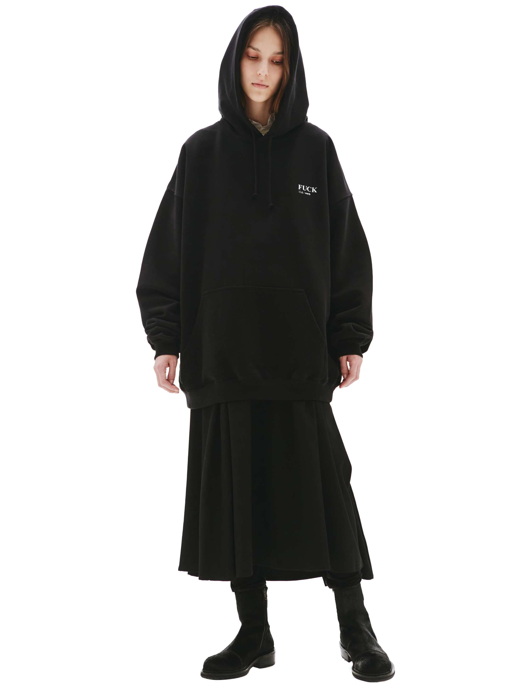Черное худи с принтом Fuck Verb - Vetements  UA52TR660B/1601