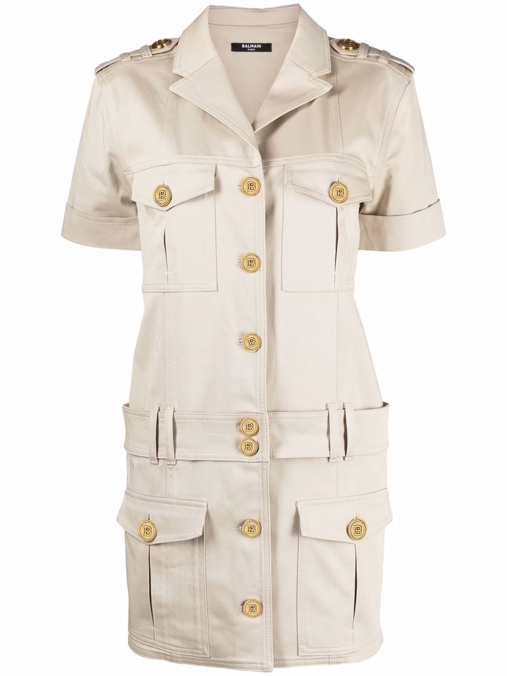 Balmain платье в стиле милитари с декоративными пуговицами  VF16154D086