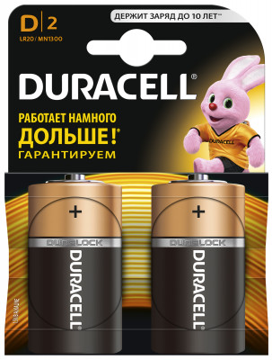 Батарейки щелочные Duracell Basic D/LR20, 2 шт. 4821